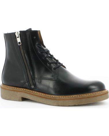 KICKERS OXFOTO - BOTINS DE COURO PRETO COM ZÍPER E ATACADORES NEGRO