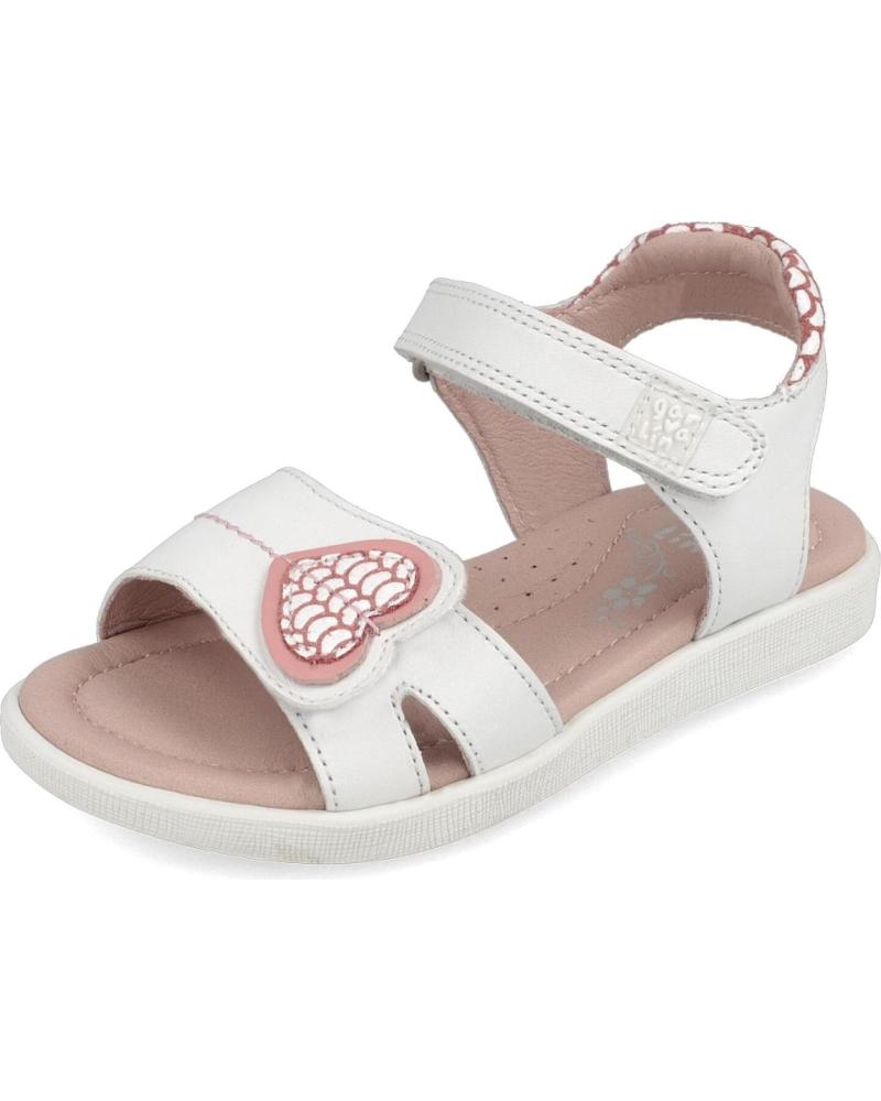SANDALIA NIÑA GARVALIN 202631 BLANCO CON CORAZÓN DECORATIVO BLANCO