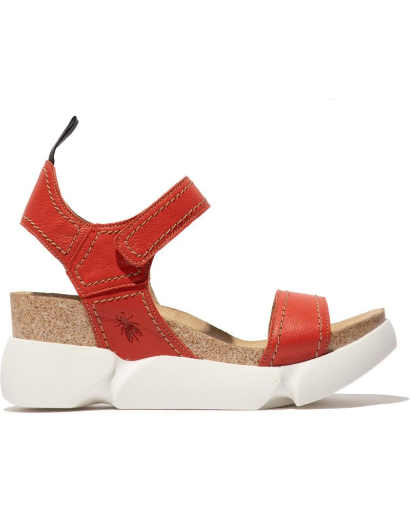 SANDALIA DE CUÑA FLY LONDON SENA 580 ROJA ROJO