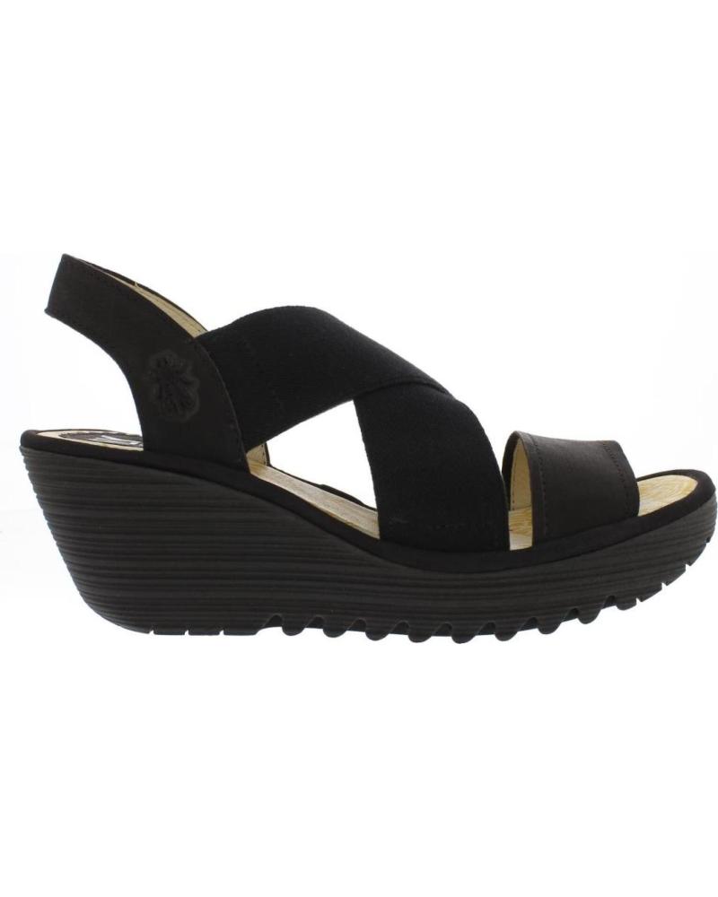 FLY LONDON SANDALIA YAJI CON CUÑA - NEGRO NEGRO