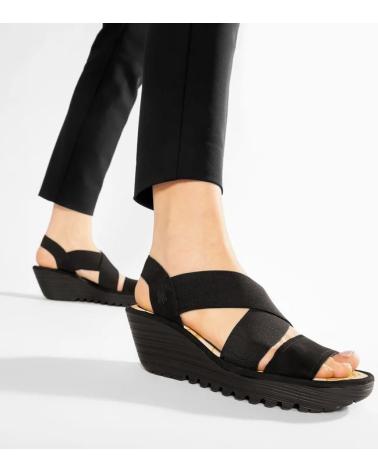 FLY LONDON SANDALIA YAJI CON CUÑA - NEGRO NEGRO