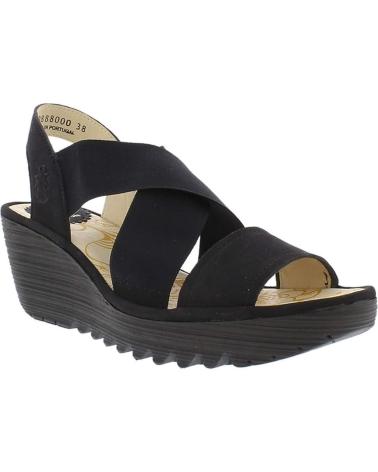 FLY LONDON SANDALIA YAJI CON CUÑA - NEGRO NEGRO