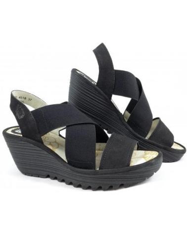 FLY LONDON SANDALIA YAJI CON CUÑA - NEGRO NEGRO