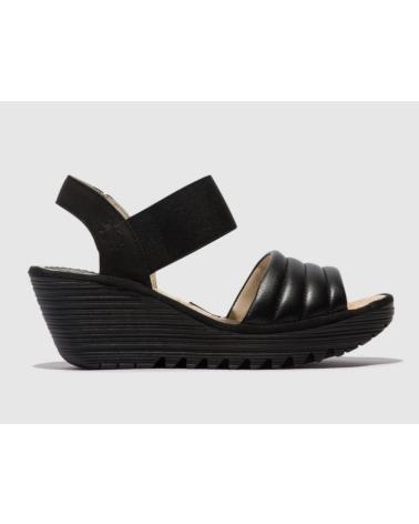 FLY LONDON YIKO 414 - SANDALIA DE CUÑA NEGRA NEGRO