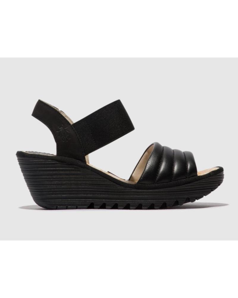 FLY LONDON YIKO 414 - SANDALIA DE CUÑA NEGRA NEGRO