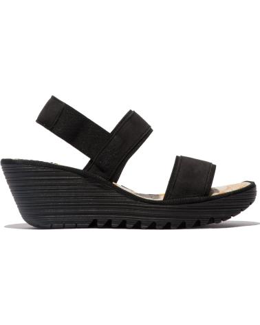 FLY LONDON YACO 416 - SANDALIA DE CUÑA NEGRA NEGRO