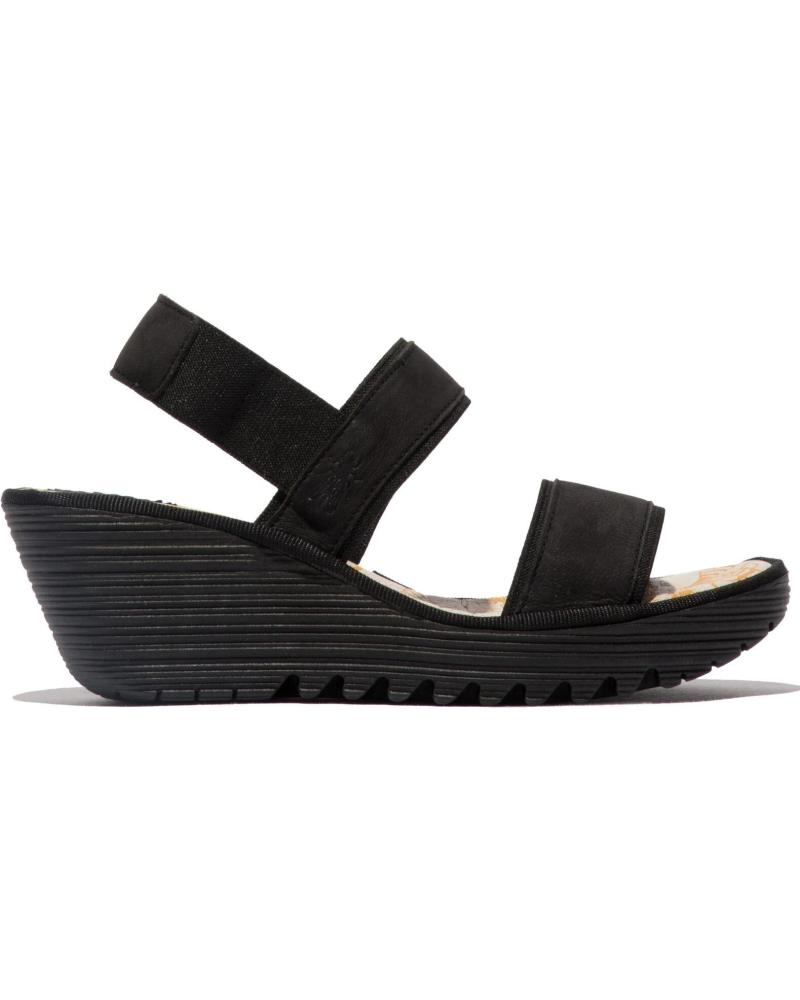 FLY LONDON YACO 416 - SANDALIA DE CUÑA NEGRA NEGRO
