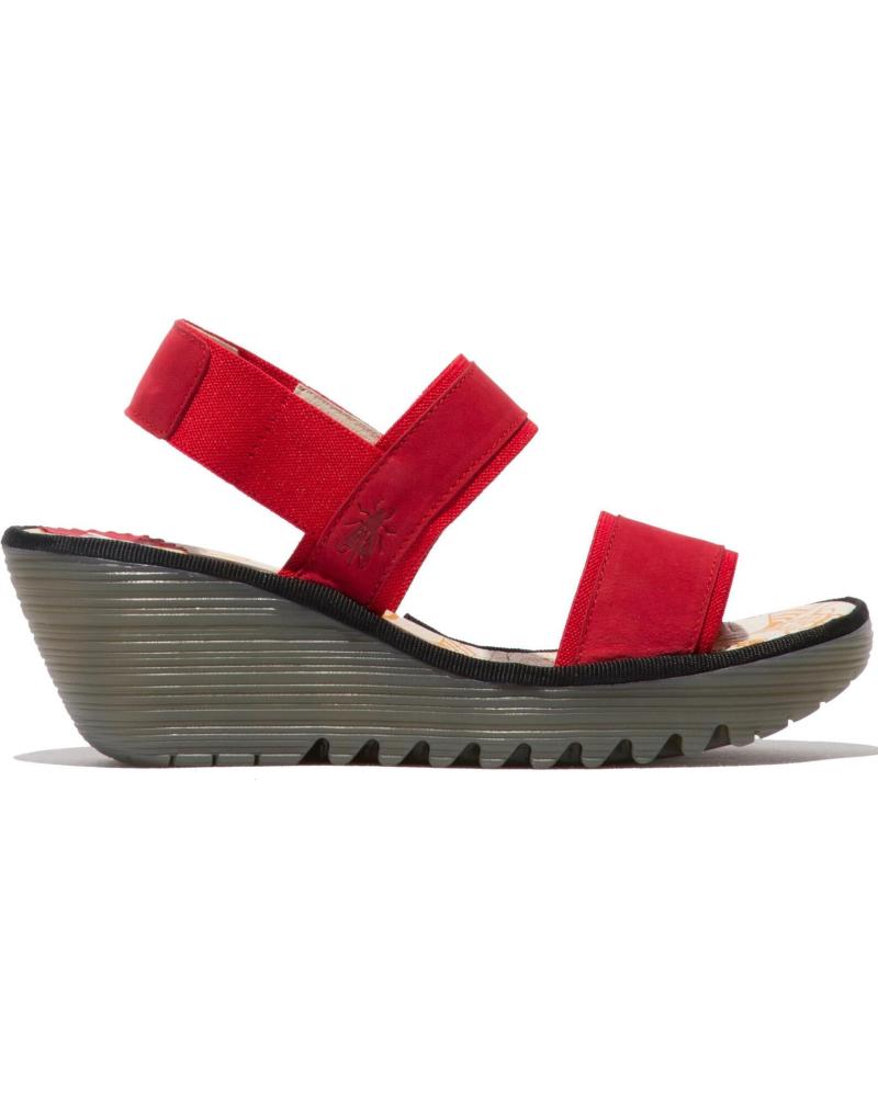 SANDALIA DE CUÑA FLY LONDON YACO 416 - ROJO ROJO