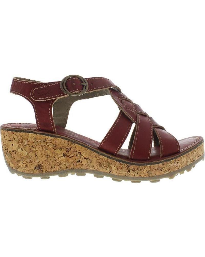 FLY LONDON SANDALIA DE CUÑA GRIN LOW ROJA ROJO