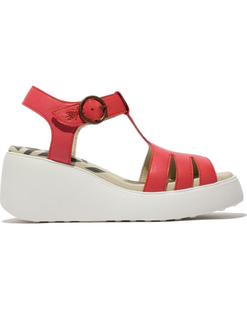 FLY LONDON DUMA - SANDALIA DE CUÑA ROJA ROJO