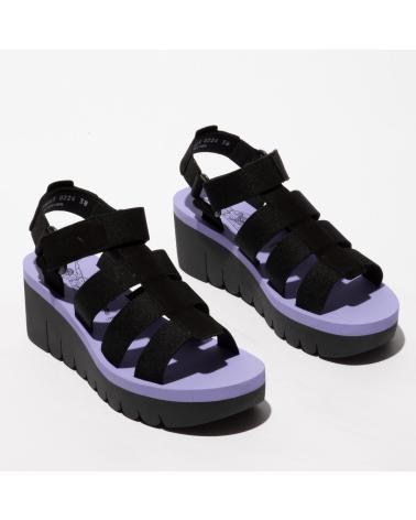 FLY LONDON YEFA BLACK WEDGE SANDAL NEGRO