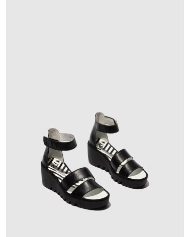 FLY LONDON SANDALIA CUÑA BONO 290 NEGRA NEGRO