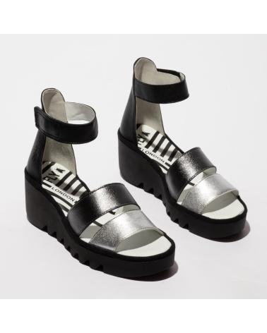 FLY LONDON SANDALIA DE CUÑA BONO 290 NEGRO PLATA V