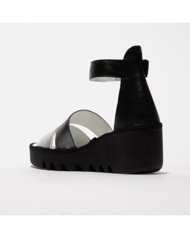 FLY LONDON SANDALIA DE CUÑA BONO 290 NEGRO PLATA V