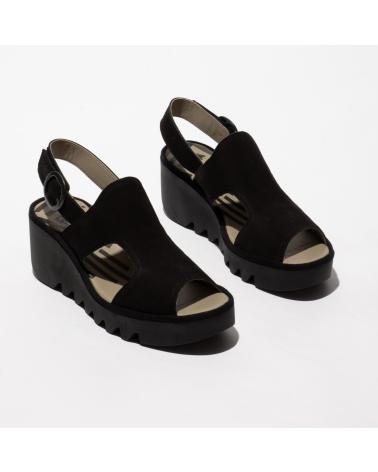 FLY LONDON BAIF 585 SANDALIA DE CUÑA NEGRA NEGRO