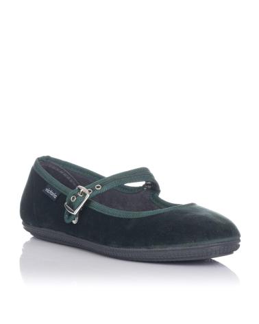 VICTORIA ODA MERCEDES 104913 VELVET MARY JANE FLATS BOTTLE GREEN VERDE