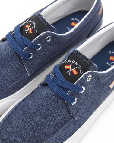 SPAGNOLO ZAPATILLAS NAUTICAS DE LONA CON CORDONES HOMBRE MARINO