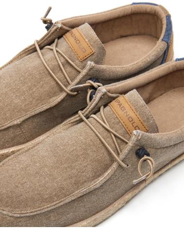 SPAGNOLO BAMBA WALLABI LONA CON CORDONES TAUPE