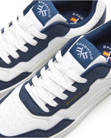 SPAGNOLO ZAPATILLAS CASUAL BASKET BLANCO Y MARINO