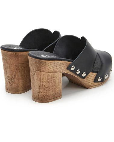 LOIS JEANS SANDALIA ALTA ZUECO MUJER TIPO PALA DE PIEL NEGRA LOIS NEGRO