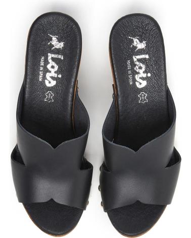 LOIS JEANS SANDALIA ALTA ZUECO MUJER TIPO PALA DE PIEL NEGRA LOIS NEGRO