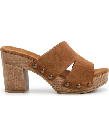 LOIS JEANS ROBLE HIGH-HEEL LEATHER CLOG SANDAL IN BROWN ROBLE