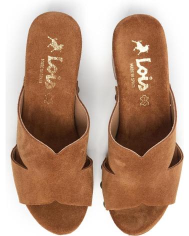 LOIS JEANS SANDALIA ALTA ZUECO MUJER TIPO PALA DE PIEL MARRON LOIS ROBLE