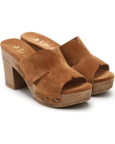 LOIS JEANS SANDALIA ALTA ZUECO MUJER TIPO PALA DE PIEL MARRON LOIS ROBLE