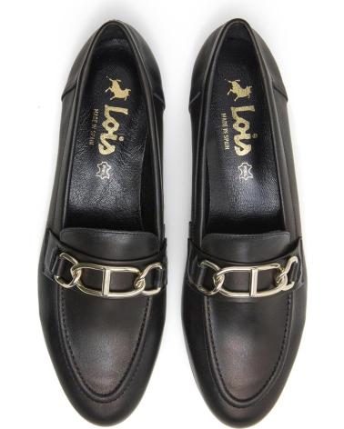 LOIS JEANS ZAPATO MOCASIN DE PIEL DETALLE CADENA HECHO EN ESPANA MUJER NEGRO