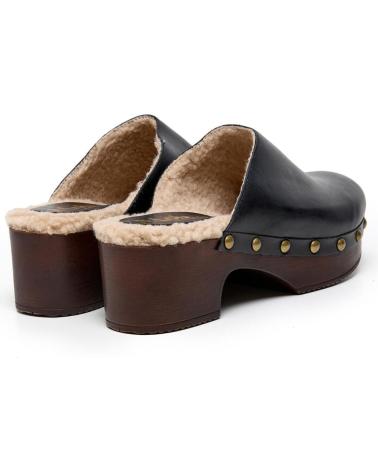 LOIS JEANS ZUECO DE PIEL DE ANTE CON TACON DE MADERA HECHO EN ESPANA MU NEGRO