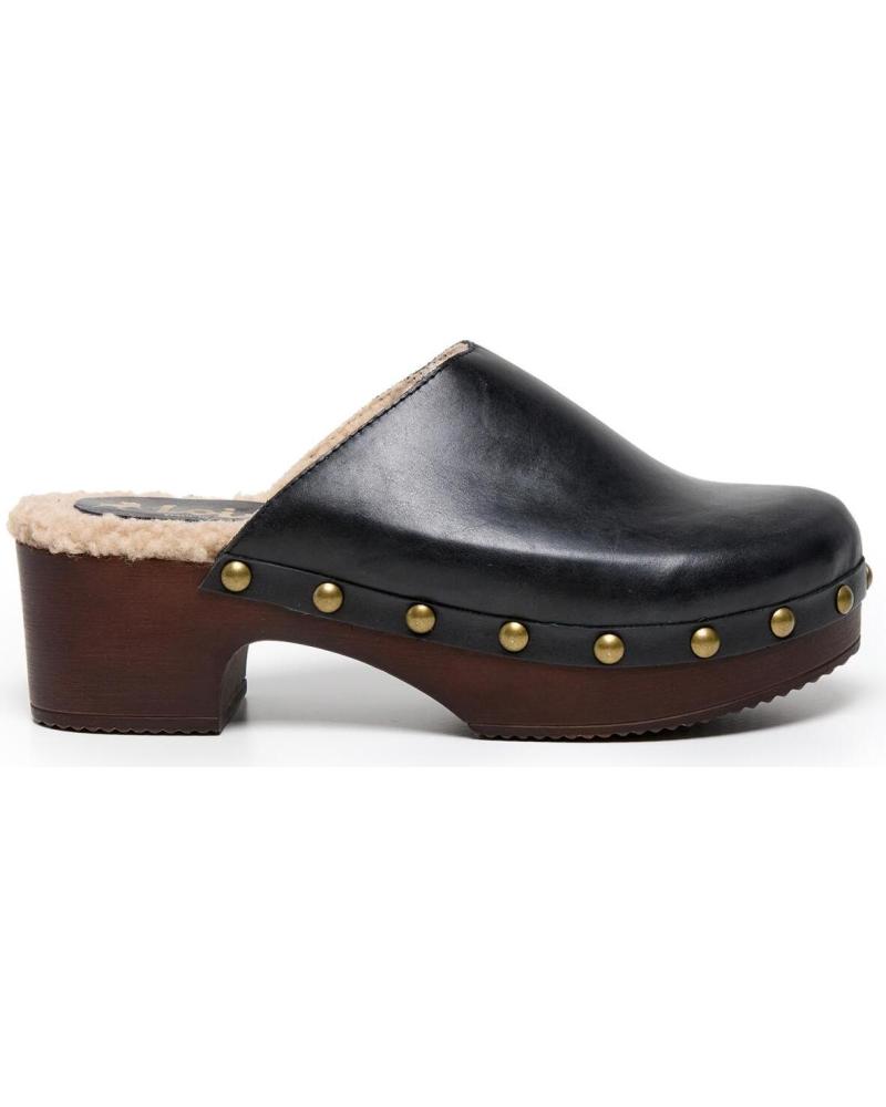 LOIS JEANS ZUECO DE PIEL DE ANTE CON TACON DE MADERA HECHO EN ESPANA MU NEGRO