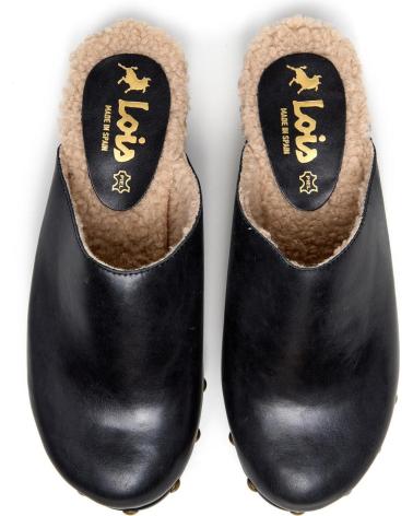 LOIS JEANS ZUECO DE PIEL DE ANTE CON TACON DE MADERA HECHO EN ESPANA MU NEGRO