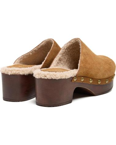 LOIS JEANS ZUECO DE PIEL DE ANTE MARRON CON TACON DE MADERA HECHO EN ES CAMEL