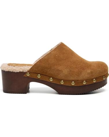 LOIS JEANS ZUECO DE PIEL DE ANTE MARRON CON TACON DE MADERA HECHO EN ES CAMEL