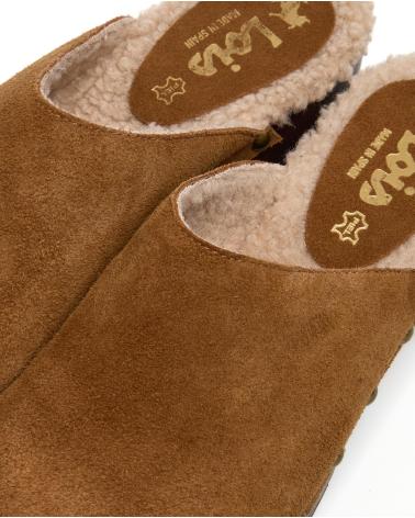 LOIS JEANS ZUECO DE PIEL DE ANTE MARRON CON TACON DE MADERA HECHO EN ES CAMEL