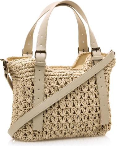 MALA A TIRACOLO MTNG HILO BEGE COM DESIGN TRANÇADO BEIGE