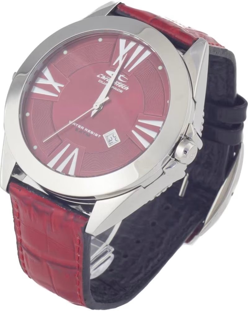 Home-CHRONOTECH-CHRONOTECH CT7636M-02 MEN'S WATCH 50MM CASE RED DIAL BLACK STRAP-NEGRO