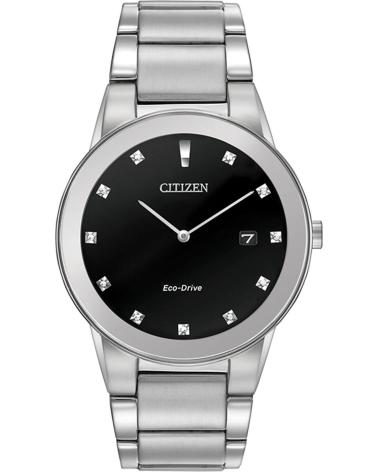 CITIZEN AU1060-51G ECO-DRIVE GREY WATCH WITH BLACK DIAL AND STEEL BRACELET GRIS