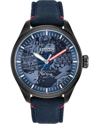 CITIZEN AW2037-04W ECO-DRIVE WATCH WITH MAP DIAL AND BLUE TEXTILE STRAP AZUL