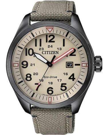 CITIZEN AW5005-12X ECO-DRIVE WATCH WITH BROWN CANVAS STRAP AND BEIGE DIAL MARRON