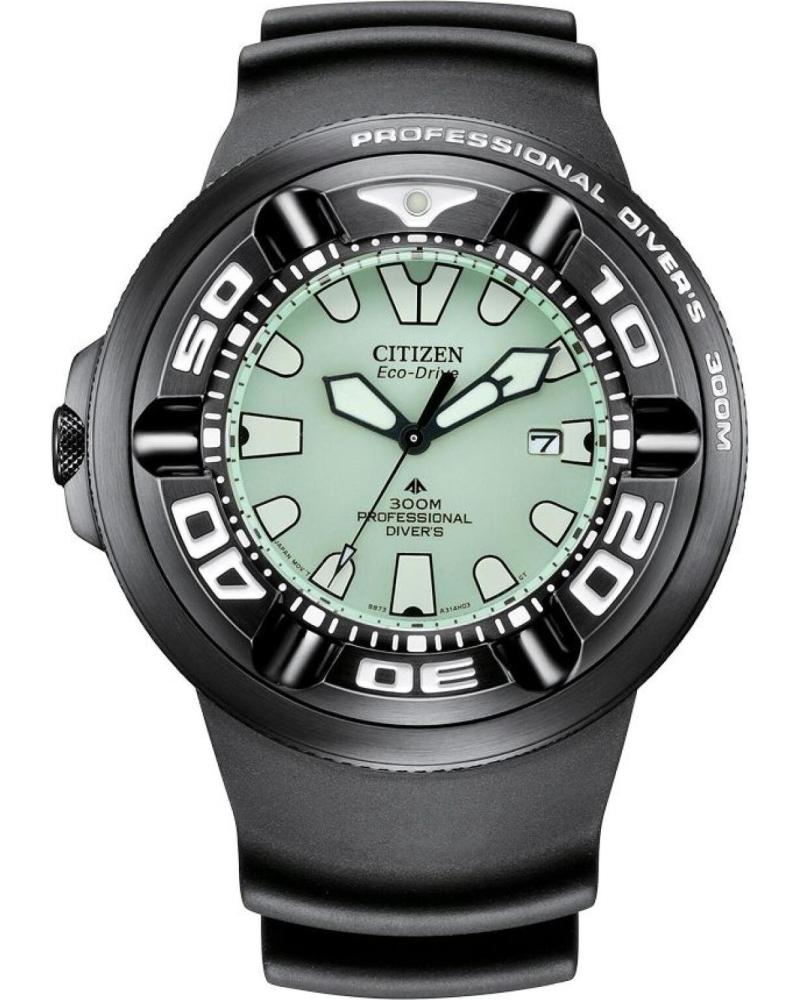 CITIZEN BJ8055-04X ECO-DRIVE DIVER'S WATCH WITH BLACK STRAP AND MINT GREEN DIAL NEGRO