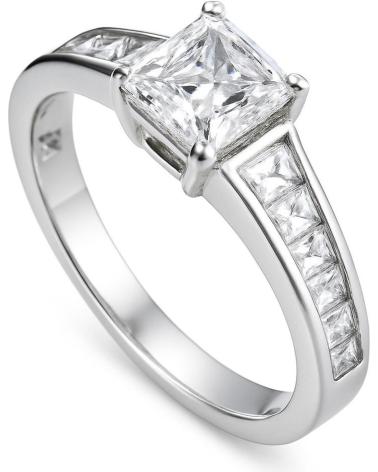 ANEL SOLITÁRIO DIAMONFIRE COM ZIRCÓNIA PRINCESA E DETALHES LATERAIS, REF. 6116301082160