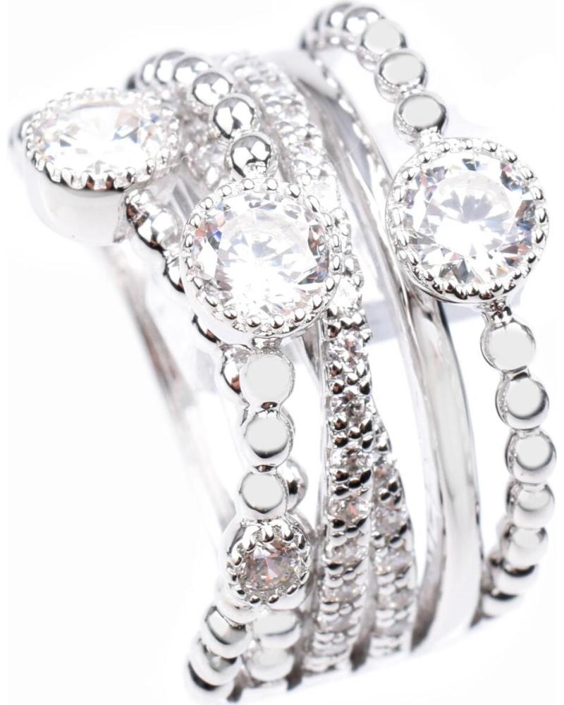 DIAMONFIRE ANILLO MULTIBANDA DE PLATA CON CIRCONITAS, REF. 6117801082160