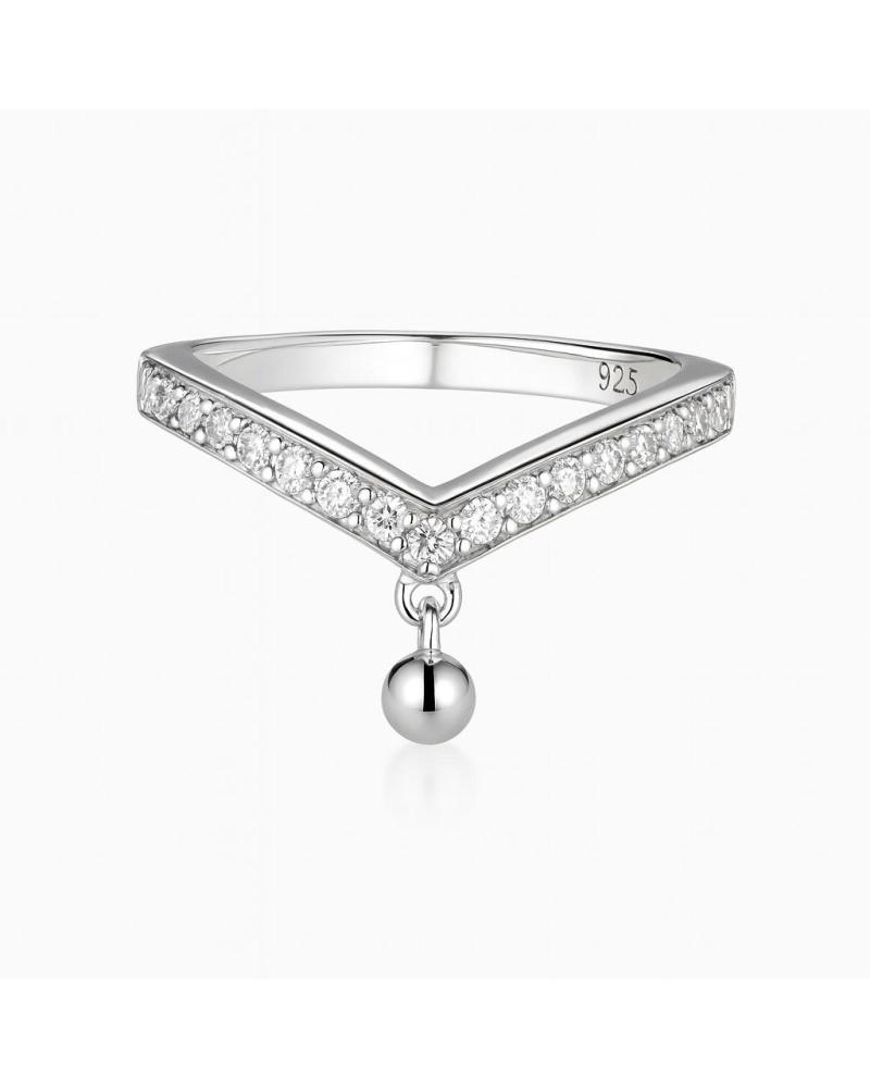 ANEL DIAMONFIRE EM V COM ZIRCÔNIAS E PINGENTE, REF. 6118701082160