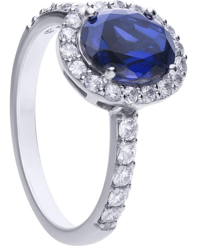 ANEL HALO DIAMONFIRE COM SAFIRA SINTÉTICA E ZIRCÓNIAS 6121391089170