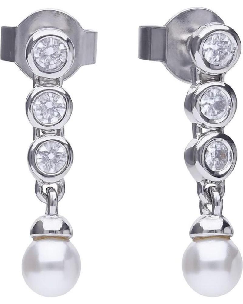 BRINCOS DIAMONFIRE 6218571111 EM PRATA COM ZIRCÓNIAS E PÉROLAS