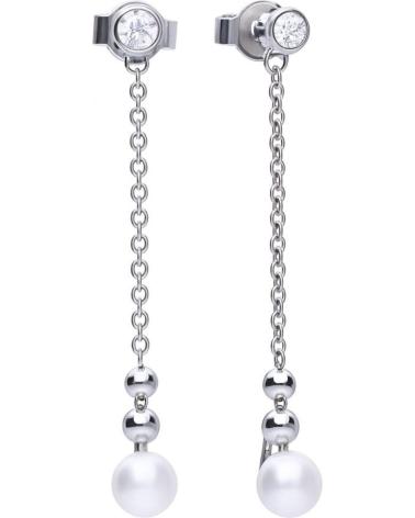 BRINCOS PENDENTES DIAMONFIRE COM PÉROLAS E ZIRCÓNIAS MODELO 6218711111