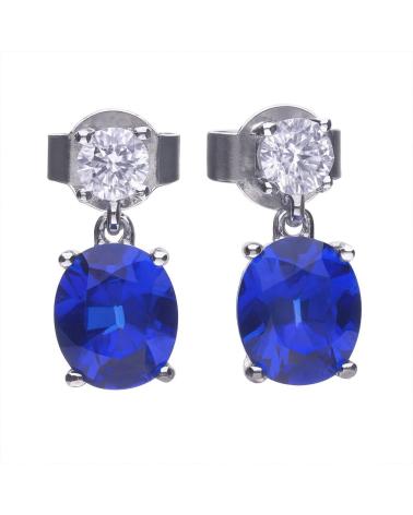 BRINCOS DIAMONFIRE 6220531089 ZIRCÓNIAS E PEDRA AZUL INTENSO