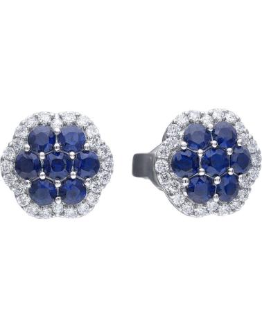 BRINCOS DE BOTÃO DIAMONFIRE 6220721089 COM SAFIRAS E ZIRCÔNIAS