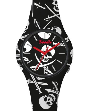 RELOJ DOODLE DO42007 NEGRO MULTICOLOR CON DISEÑO CALAVERA PIRATA Y MANECILLAS ROJAS MULTICOLOR
